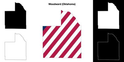 Woodward County, Oklahoma outline map set vector