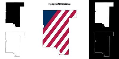 Rogers County, Oklahoma outline map set vector