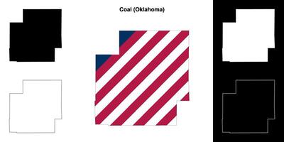 Coal County, Oklahoma outline map set vector