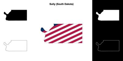 Sully County, South Dakota outline map set vector