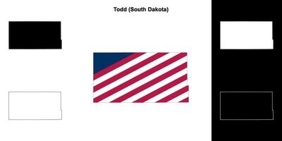 Todd County, South Dakota outline map set vector