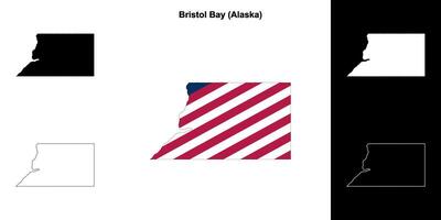 Bristol bahía ciudad, Alaska contorno mapa conjunto vector