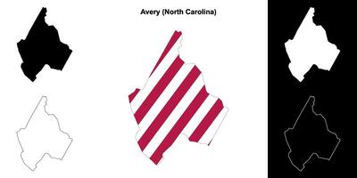 Avery County, North Carolina outline map set vector