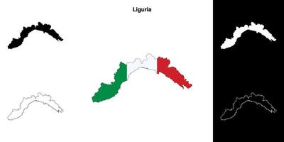 Liguria blank outline map set vector