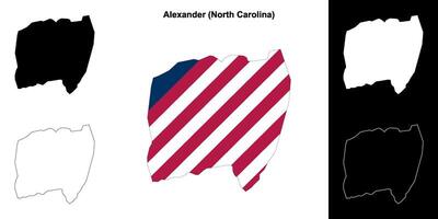 Alexander County, North Carolina outline map set vector
