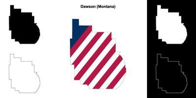 Dawson County, Montana outline map set vector