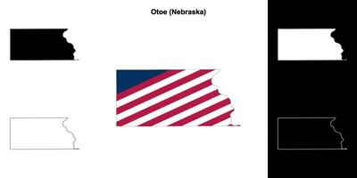 Otoe County, Nebraska outline map set vector