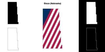 Sioux County, Nebraska outline map set vector