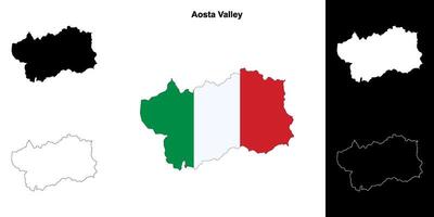 Aosta Valley blank outline map set vector