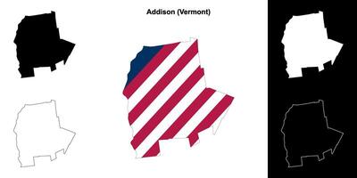 Addison County, Vermont outline map set vector