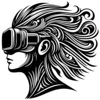 negro y blanco ilustración de vr lentes auriculares vector