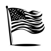 Black and White Illustration of the USA Flag vector