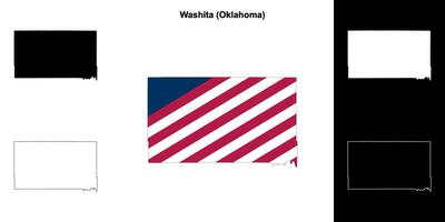 Washita County, Oklahoma outline map set vector