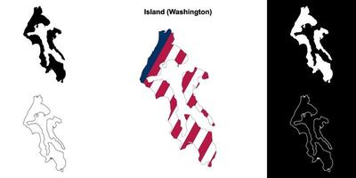 Island County, Washington outline map set vector