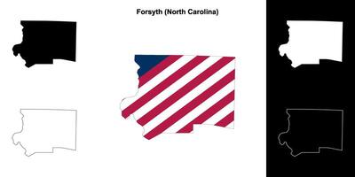 Forsyth County, North Carolina outline map set vector