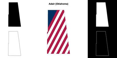 Adair County, Oklahoma outline map set vector