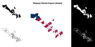 skagway-yakutat-angoon ciudad, Alaska contorno mapa conjunto vector