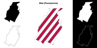 Blair County, Pennsylvania outline map set vector