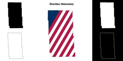 Sheridan County, Nebraska outline map set vector