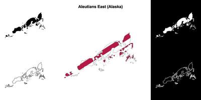 aleutianos este ciudad, Alaska contorno mapa conjunto vector