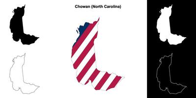 Chowan County, North Carolina outline map set vector