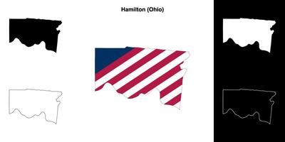 Hamilton County, Ohio outline map set vector