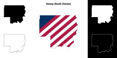 Dewey County, South Dakota outline map set vector