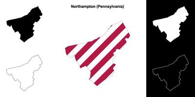 Northampton County, Pennsylvania outline map set vector