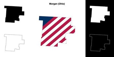 Morgan County, Ohio outline map set vector