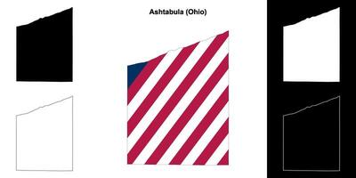 Ashtabula County, Ohio outline map set vector