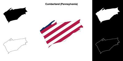 Cumberland County, Pennsylvania outline map set vector