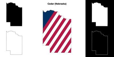 Cedar County, Nebraska outline map set vector