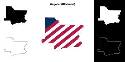 Wagoner County, Oklahoma outline map set vector