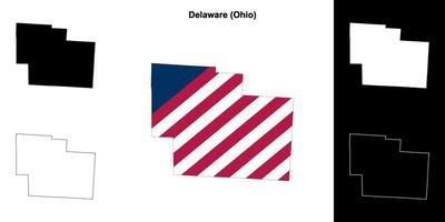 Delaware County, Ohio outline map set vector