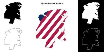 Tyrrell County, North Carolina outline map set vector