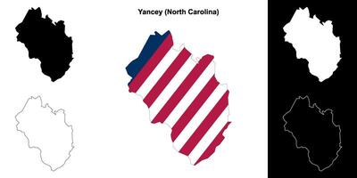 Yancey County, North Carolina outline map set vector