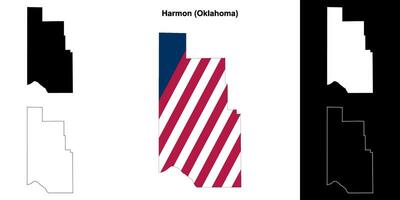 Harmon County, Oklahoma outline map set vector