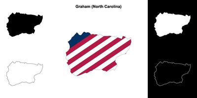 Graham County, North Carolina outline map set vector