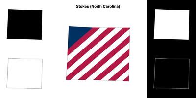 Stokes County, North Carolina outline map set vector