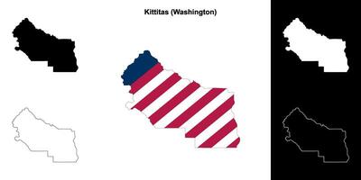 Kittitas County, Washington outline map set vector
