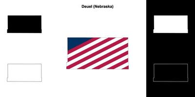 Deuel County, Nebraska outline map set vector