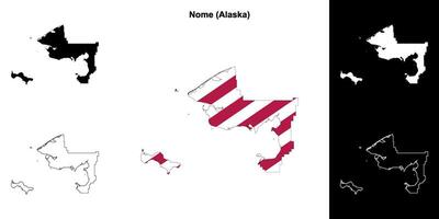 Nome Borough, Alaska outline map set vector