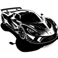 black and white illustration of a Hypercar Sports Car vector