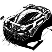 black and white illustration of a Hypercar Sports Car vector