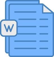 Word Line Filled Blue Icon vector