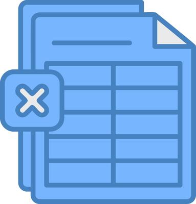 Excel Line Filled Blue Icon
