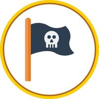 pirata bandera plano circulo icono vector