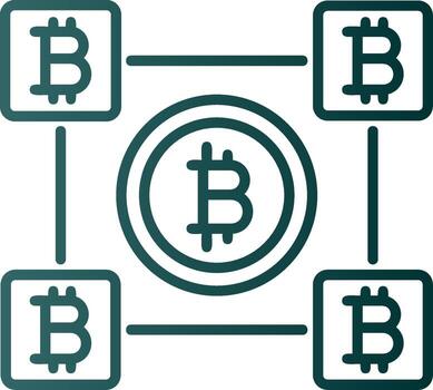Bitcoin Blocks Line Gradient Icon vector