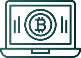 Bitcoin Mining Line Gradient Icon vector
