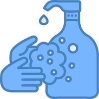 Hand Wash Line Filled Blue Icon vector